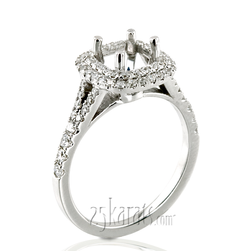 14K white gold Scalloped Split Shank Diamond Engagement Ring (3/4 ct. tw.) - alternate view 2