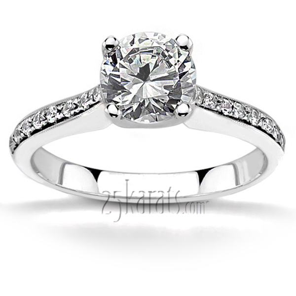 Low Cathedral Pave Engagement Ring(1/4 ct. t.w.)
