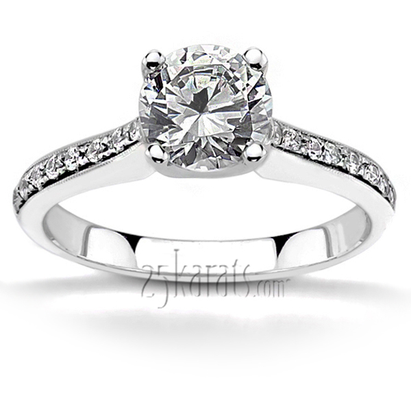 14K white gold Low Cathedral Pave Engagement Ring(1/4 ct. tw.) - alternate view 5