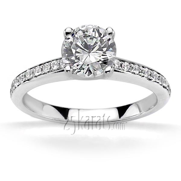 14K white gold Low Cathedral Pave Engagement Ring (0.27 ct. tw.) - alternate view 4