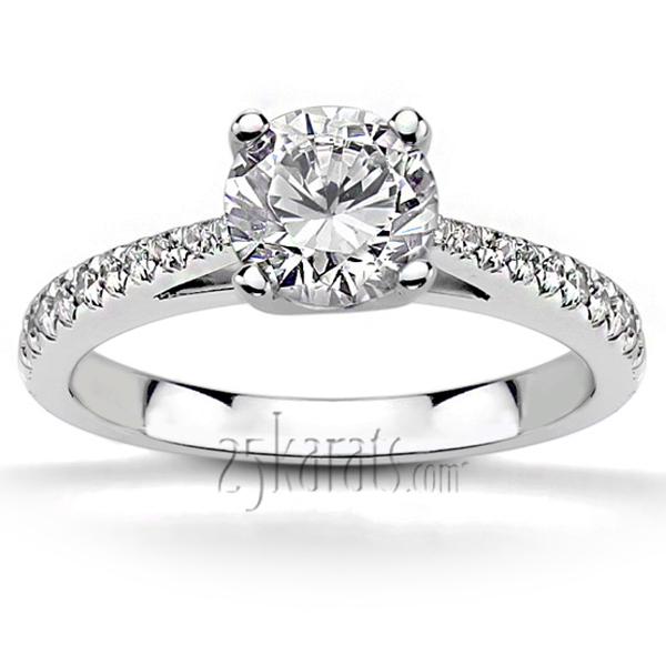 Classic Pave Set Cathedral Diamond Engagement Ring (0.17 ct.tw) 