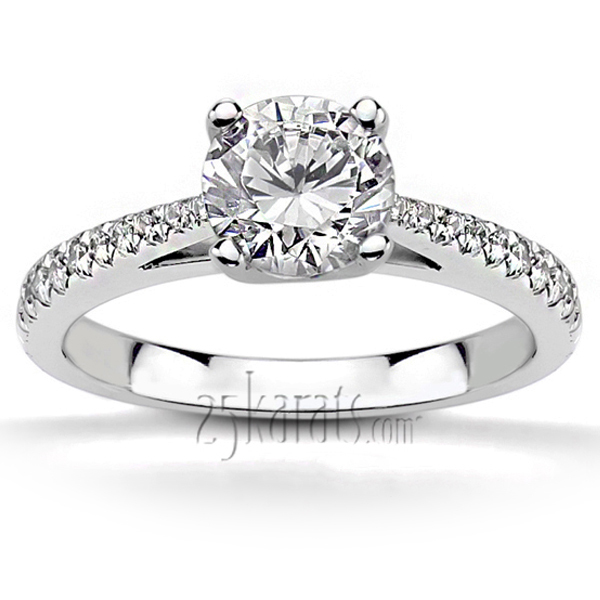 14K white gold Classic Pave Set Cathedral Diamond Engagement Ring (0.17 ct. tw.) - alternate view 4