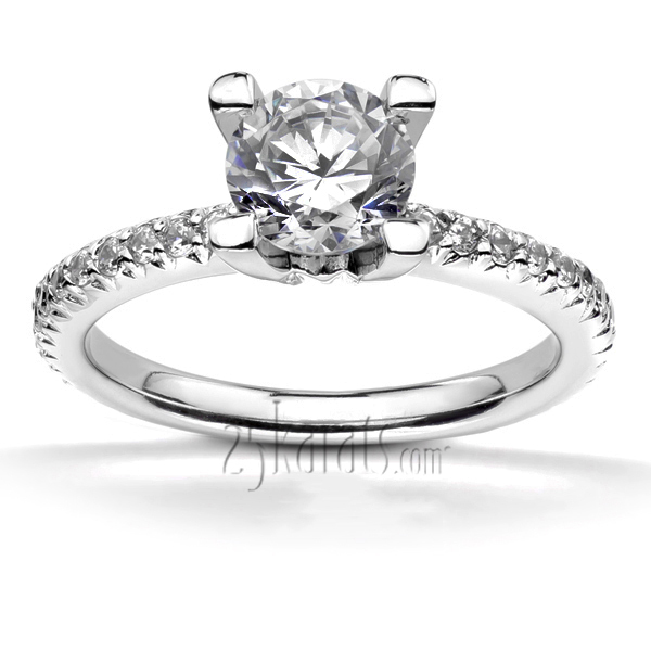 14K white gold Pave Set Elegant Diamond Bridal Ring (0.43 ct. t.w) - alternate view 4