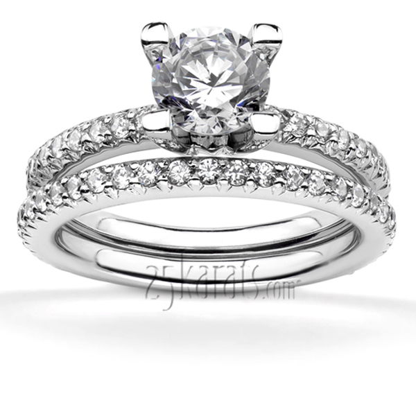 14K white gold Pave Set Elegant Diamond Bridal Ring (0.43 ct. t.w) - alternate view 5