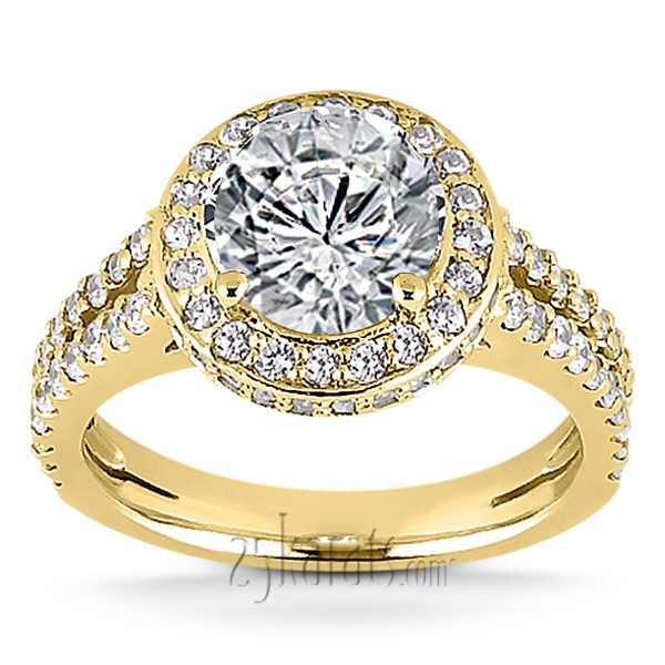 14K white gold Round Prong Set Halo Diamond Engagement Ring (0.47 ct. tw.) - alternate view 2