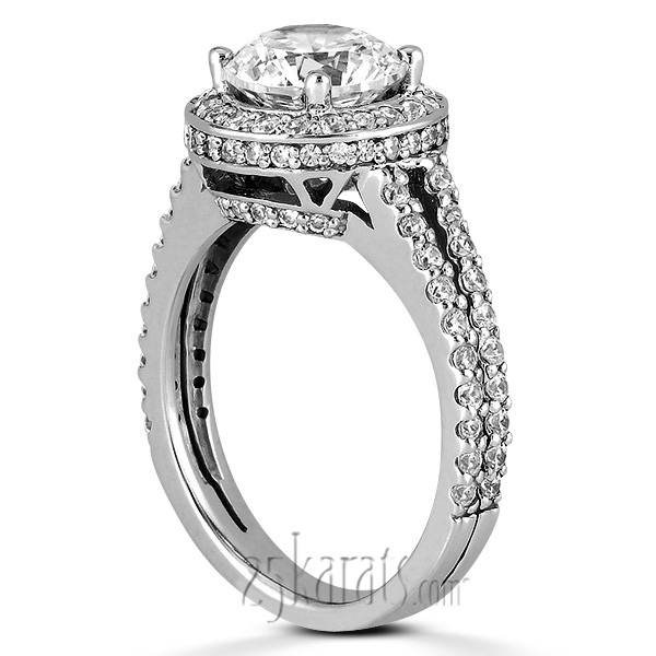 14K white gold Round Prong Set Diamond Engagement Ring ( 0.83 ct. t.w) - alternate view 3