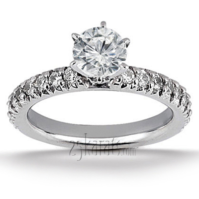 14K white gold Round Shared Prong Set Diamond Bridal Ring (0.54 ct. tw.) - main view