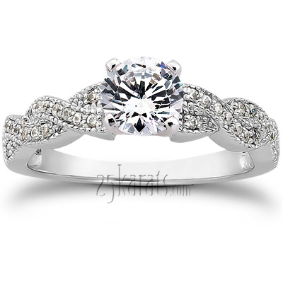 14K white gold Pave Set Diamond Bridal Ring (0.24 ct. tw.) - alternate view 29