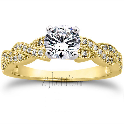 14K white gold Pave Set Diamond Bridal Ring (0.24 ct. tw.) - alternate view 30