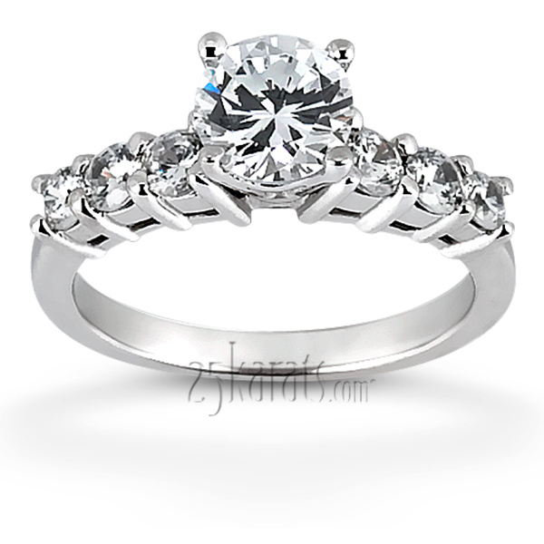 14K white gold Round Cut Prong Set Open Basket Diamond Engagement Ring (0.58 ct. tw.) - alternate view 3