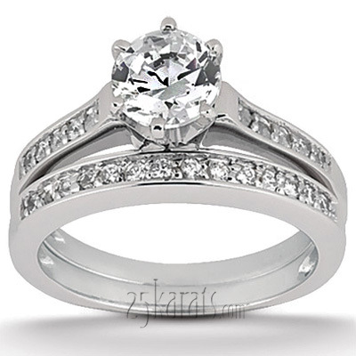14K rose gold Round Cut Bead/Pave Set Diamond Engagement Ring (0.24ct. tw.) - alternate view 22