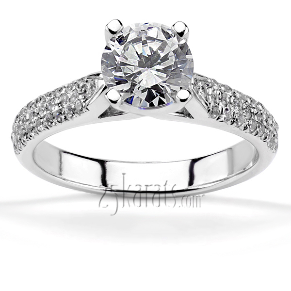 14K white gold Cathedral Pave Set Engagement Ring (0.31 ct. tw.) - alternate view 4