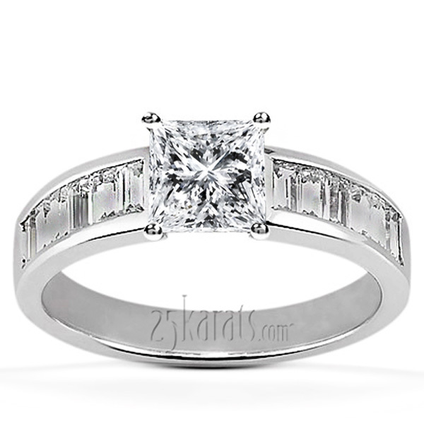 18K white gold Elegant Channel Set Baguette Diamond Bridal Ring (0.56 ct. tw.) - main view