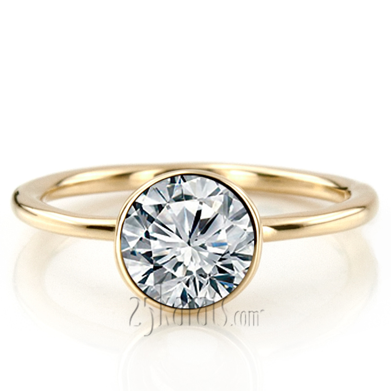 18K white gold Bezel Set Round Center Solitaire Engagement Ring 1 - alternate view 6
