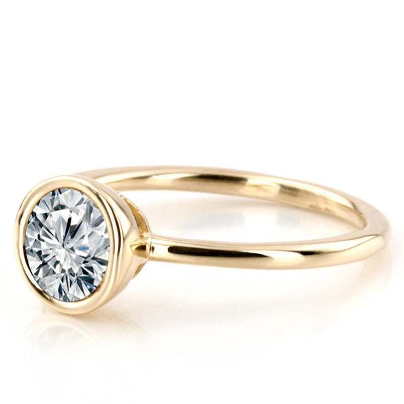 18K white gold Bezel Set Round Center Solitaire Engagement Ring 1 - alternate view 7