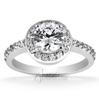 Halo Four Prong Center  Diamond Engagement Ring (0.33 ct. tw.)