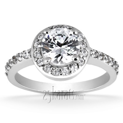 14K white gold Halo Four Prong Center Diamond Engagement Ring (0.33 ct. tw.) - main view