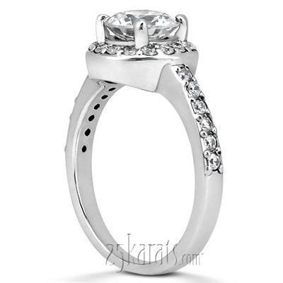 14K white gold Halo Four Prong Center Diamond Engagement Ring (0.33 ct. tw.) - alternate view 2