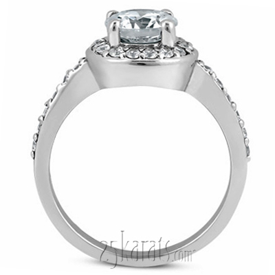 14K white gold Halo Four Prong Center Diamond Engagement Ring (0.33 ct. tw.) - alternate view 3