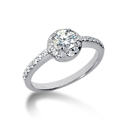 14K white gold Halo Four Prong Center Diamond Engagement Ring (0.33 ct. tw.) - alternate view 4