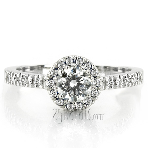 14K white gold Halo Style Prong Set Diamond Bridal Ring (0.26 ct. tw.) - main view