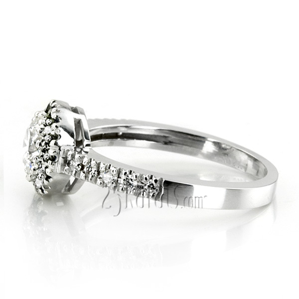 14K white gold Halo Style Prong Set Diamond Bridal Ring (0.26 ct. tw.) - alternate view 3