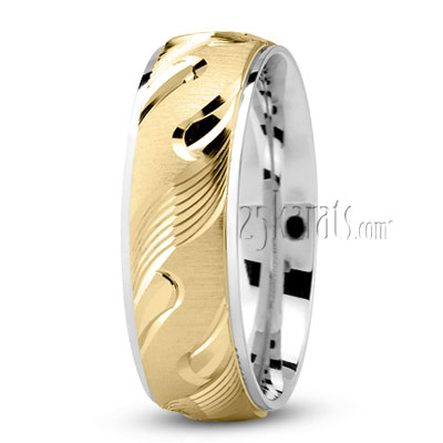 Floral Cut Wedding Band - view 4