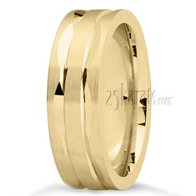 Oval Carved Basic Wedding Band - view 3 thumbnail