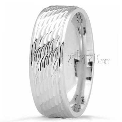 Scale Cut Wedding Ring - view 2 thumbnail