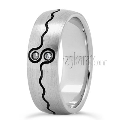 Round Stone Black Nano Wedding Band - view 2