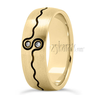 Round Stone Black Nano Wedding Band - main view