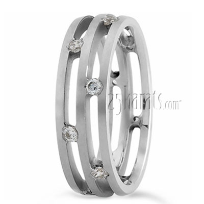 Graceful Cutout Diamond Wedding Band - view 2
