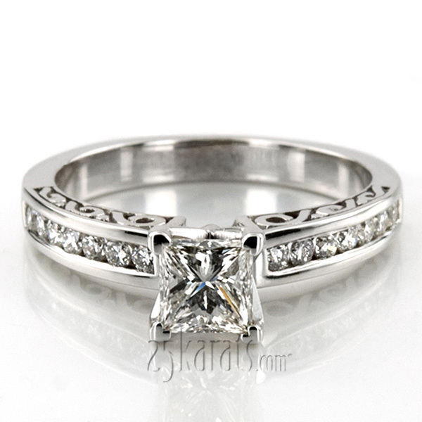 18K white gold Antique Channel Set Diamond Bridal Ring (0.28 ct. tw.) - alternate view 26