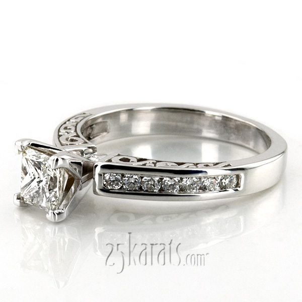18K white gold Antique Channel Set Diamond Bridal Ring (0.28 ct. tw.) - alternate view 27