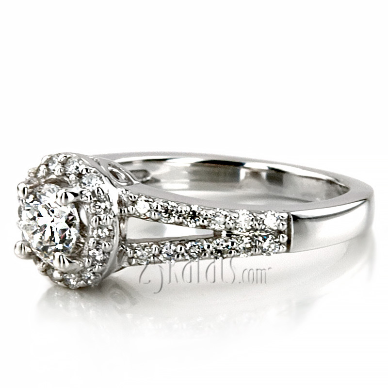 14K white gold Prong Set Halo Diamond Engagement Ring (0.38 ct. tw.) - alternate view 2