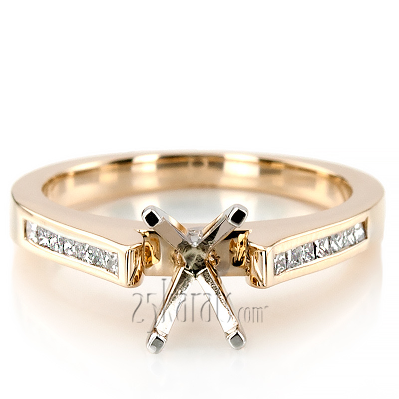 14K white gold Channel Set Princess Diamond Engagement Ring (0.18 ct. tw.) - alternate view 29