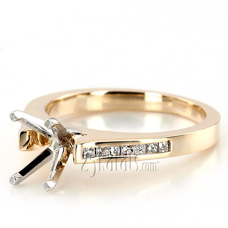14K white gold Channel Set Princess Diamond Engagement Ring (0.18 ct. tw.) - alternate view 30