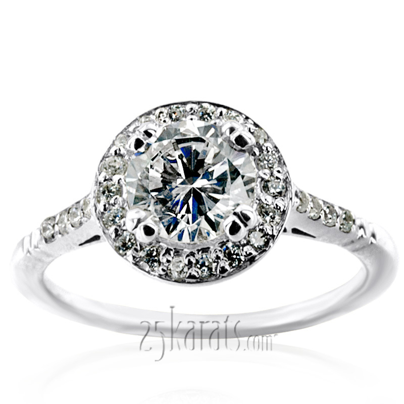 14K white gold Micro Pave Halo Antique Inspired Diamond Engagement Ring (1/5 ct. tw.) - alternate view 4
