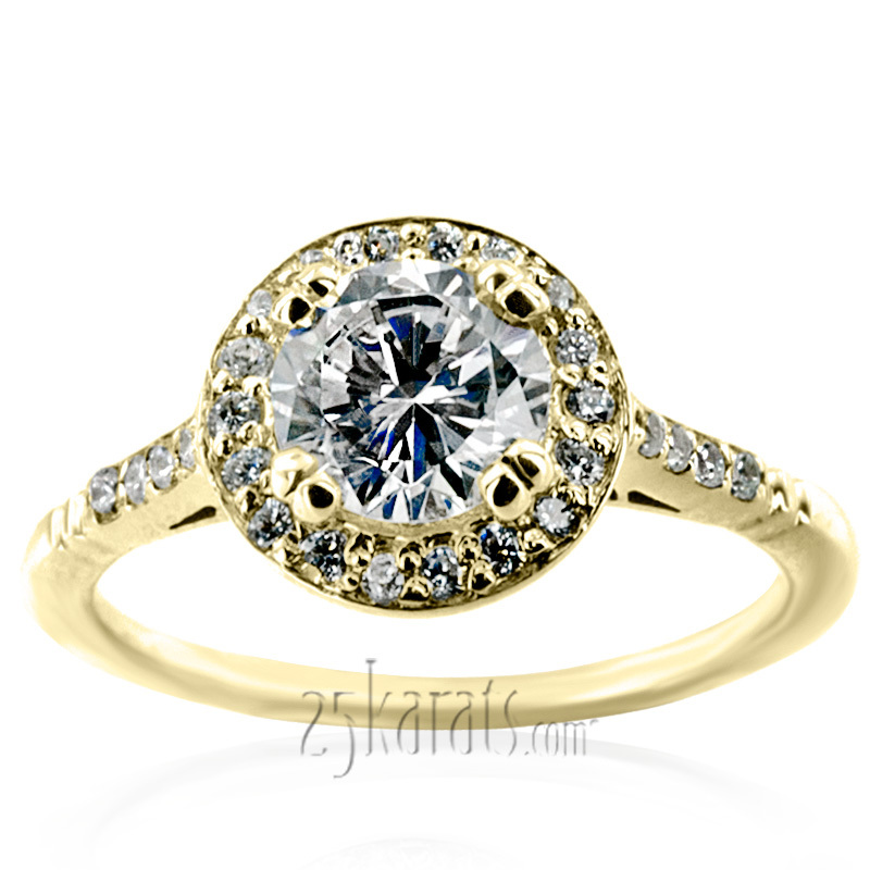 14K white gold Micro Pave Halo Antique Inspired Diamond Engagement Ring (1/5 ct. tw.) - alternate view 5