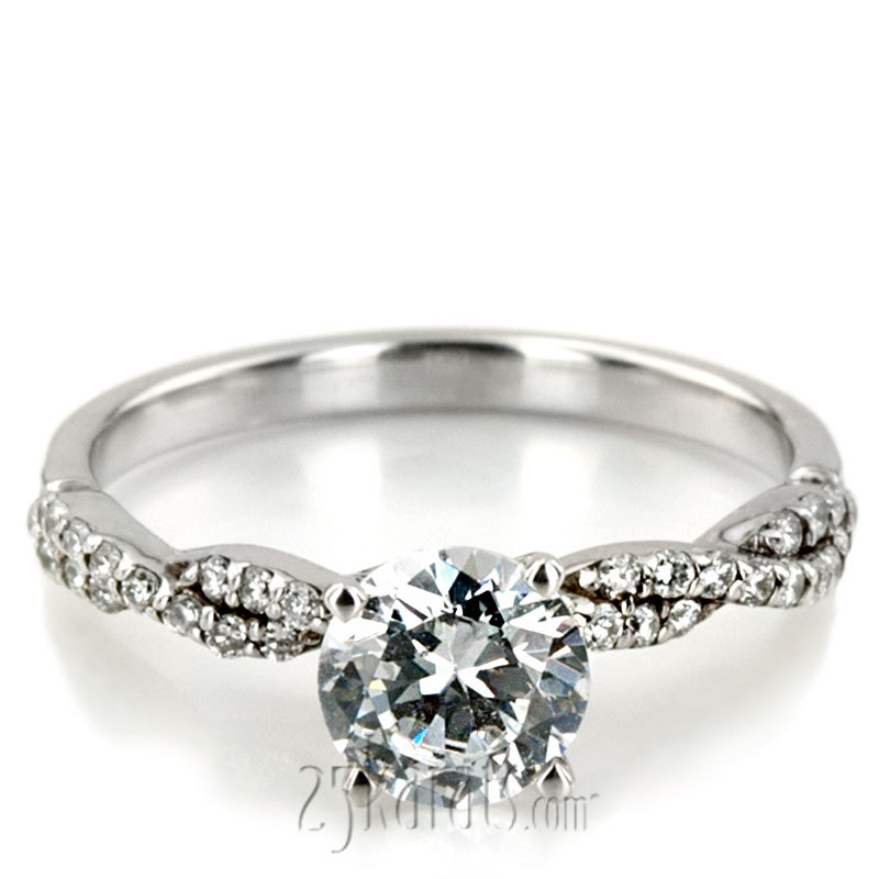 14K white gold Infinity Style Twisted Shank Petite Diamond Engagement Ring (1/4 ct. tw.) - alternate view 4
