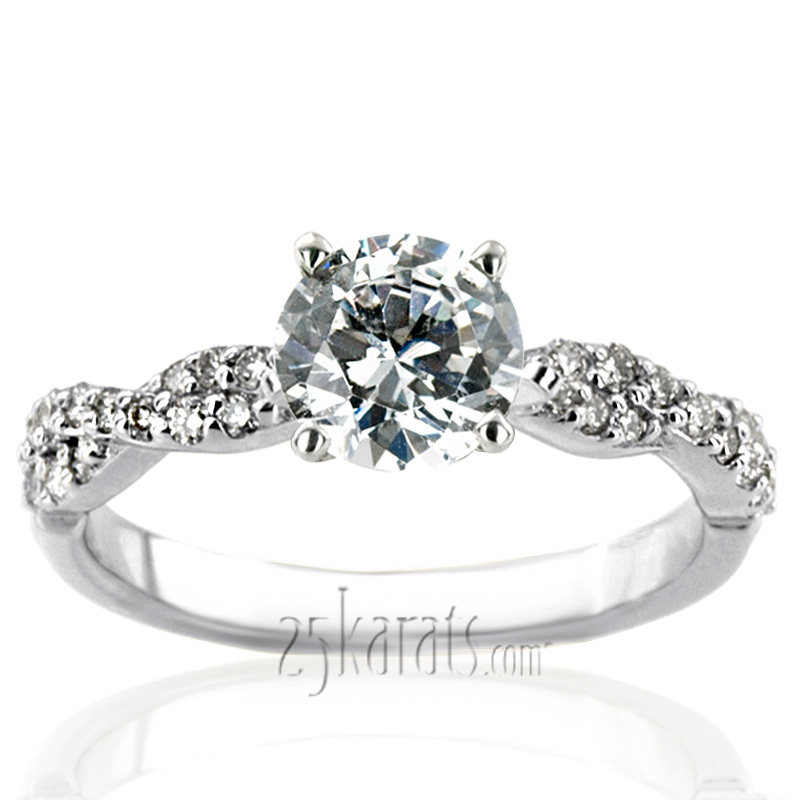 14K white gold Infinity Style Twisted Shank Petite Diamond Engagement Ring (1/4 ct. tw.) - alternate view 5