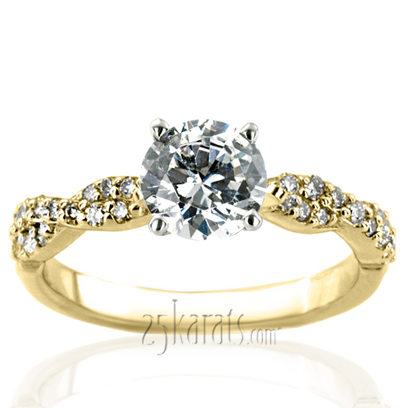 14K white gold Infinity Style Twisted Shank Petite Diamond Engagement Ring (1/4 ct. tw.) - alternate view 6