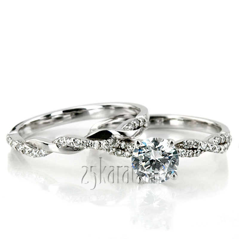 14K white gold Infinity Style Twisted Shank Petite Diamond Engagement Ring (1/4 ct. tw.) - alternate view 7