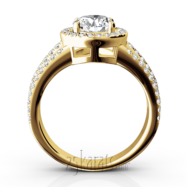 14K white gold Split Trio Shank Pave Set Halo Engagement Ring (3/4 ct. tw.) - alternate view 10