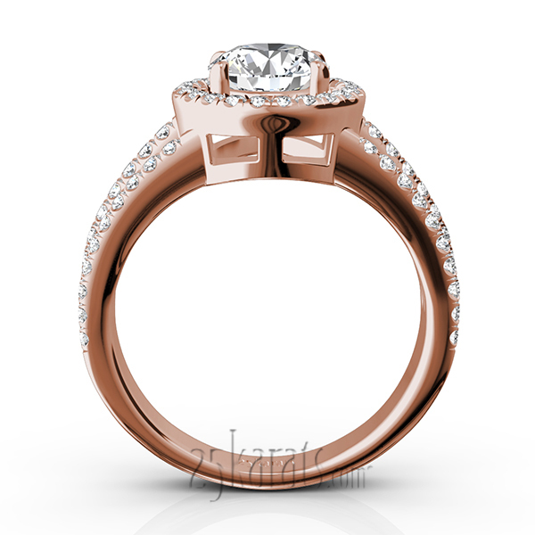 14K white gold Split Trio Shank Pave Set Halo Engagement Ring (3/4 ct. tw.) - alternate view 11