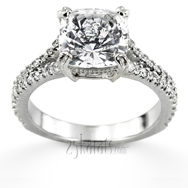 14K white gold Split Shank Pave Set Contemporary Engagement Ring (1/2 ct. tw.) - alternate view 2