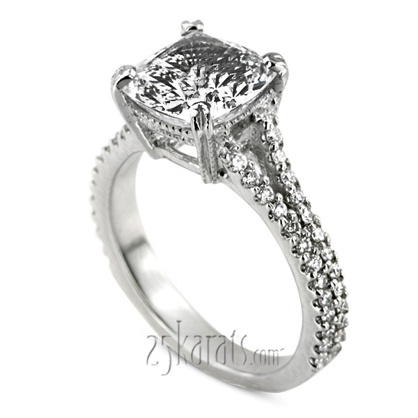 14K white gold Split Shank Pave Set Contemporary Engagement Ring (1/2 ct. tw.) - alternate view 3