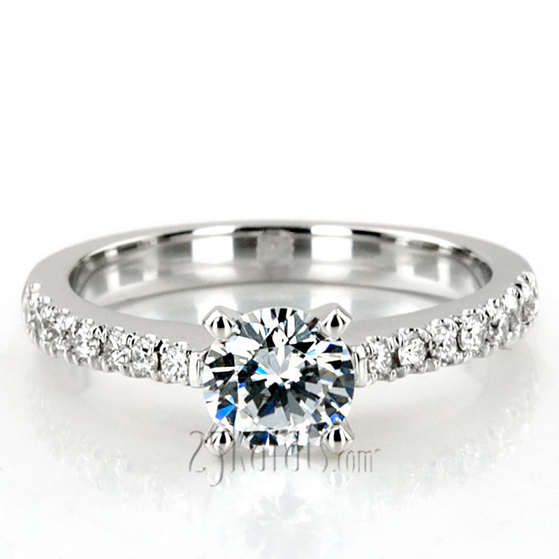 14K white gold Novus Style Micro Pave Classic Diamond Engagement Ring (1/3 ct. tw.) - alternate view 5