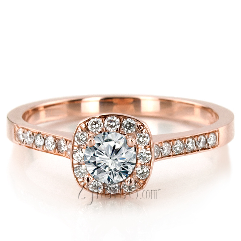 14K white gold Joyful Halo Pave Set Diamond Engagement Ring (1/2 ct. tw.) - alternate view 12