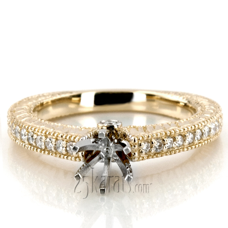 14K white gold Antique Set Diamond Bridal Ring (0.23 ct. tw.) - alternate view 4